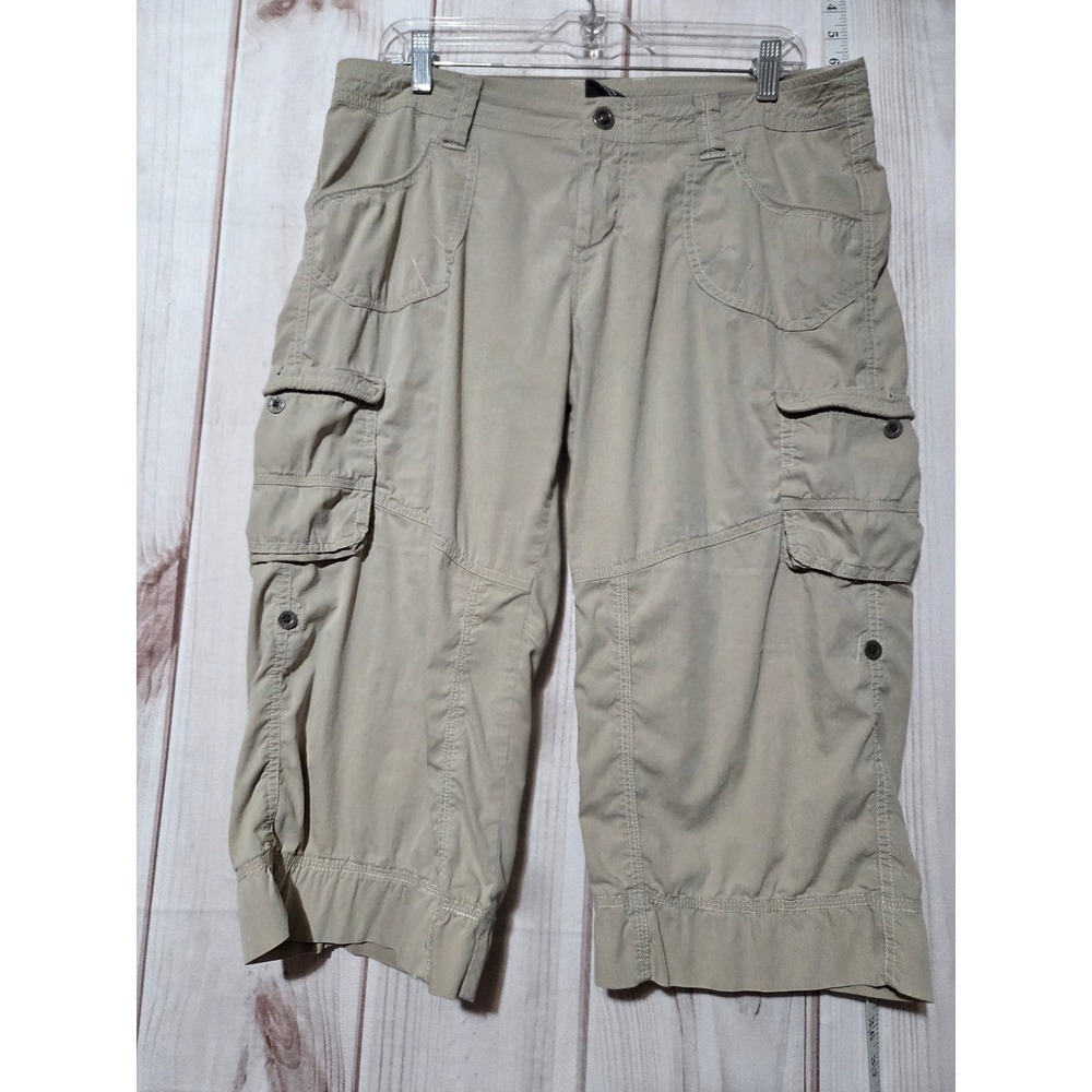 Kuhl Womens Cargo Capri Pants Tan Khaki Hiking Outdoor Cropped Size‎ 12